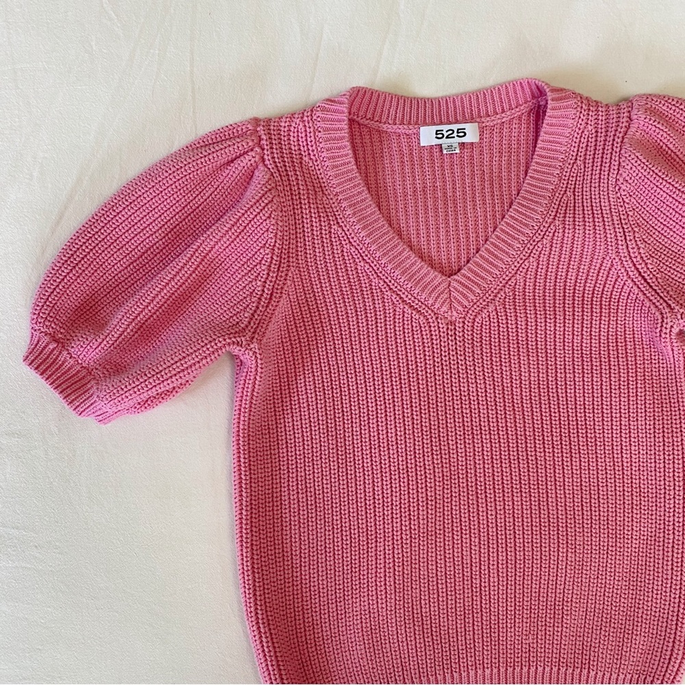 525 America V-Neck Puff‎ Sleeve Sweater - Picture 3 of 8